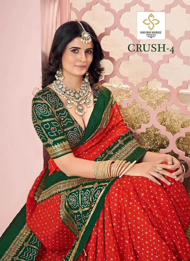 Crush 4 By Shubh Shree Velvet Tusser Silk Wedding Wear Saree Wholesale Online